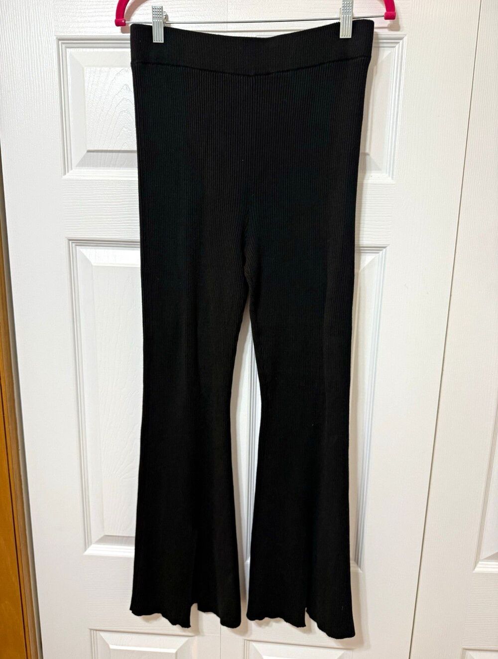 Abercrombie & Fitch Women’s Black Ribbed Knit Pull-On High Rise Pants Sz M